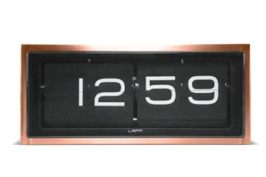 LEFF AMSTERDAM WALL OR DESK CLOCK BRICK COPPER 24H BLACK-2