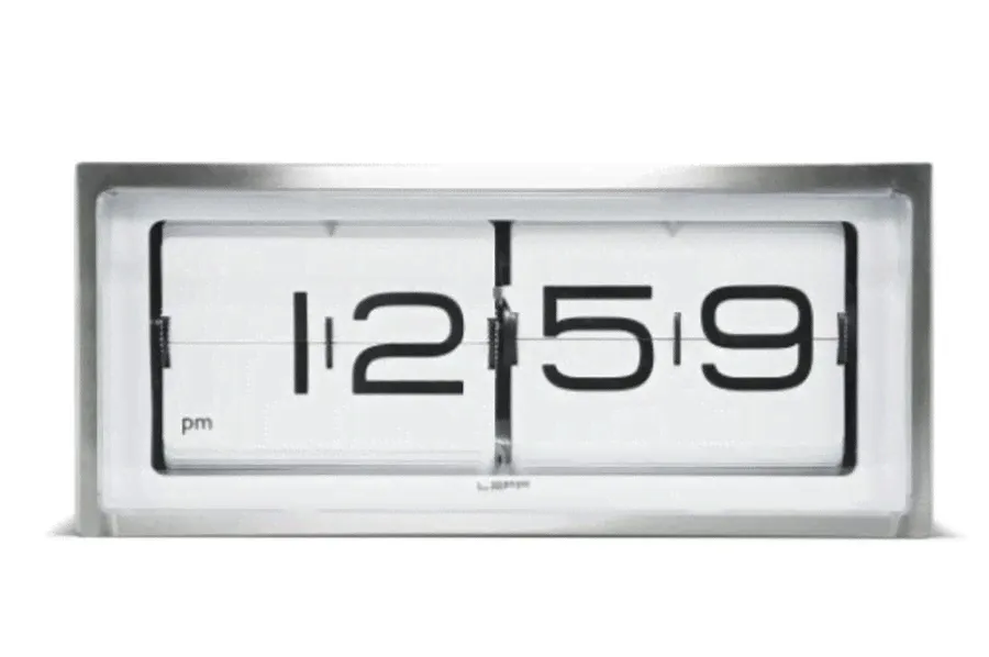LEFF AMSTERDAM WALL OR DESK CLOCK BRICK STAINLESS STEEL 24H WHITE-1