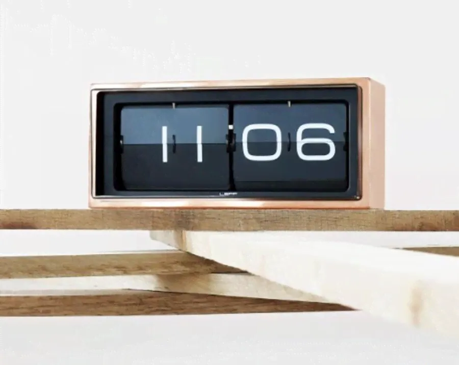 LEFF AMSTERDAM WALL OR DESK CLOCK BRICK COPPER 24H BLACK-1